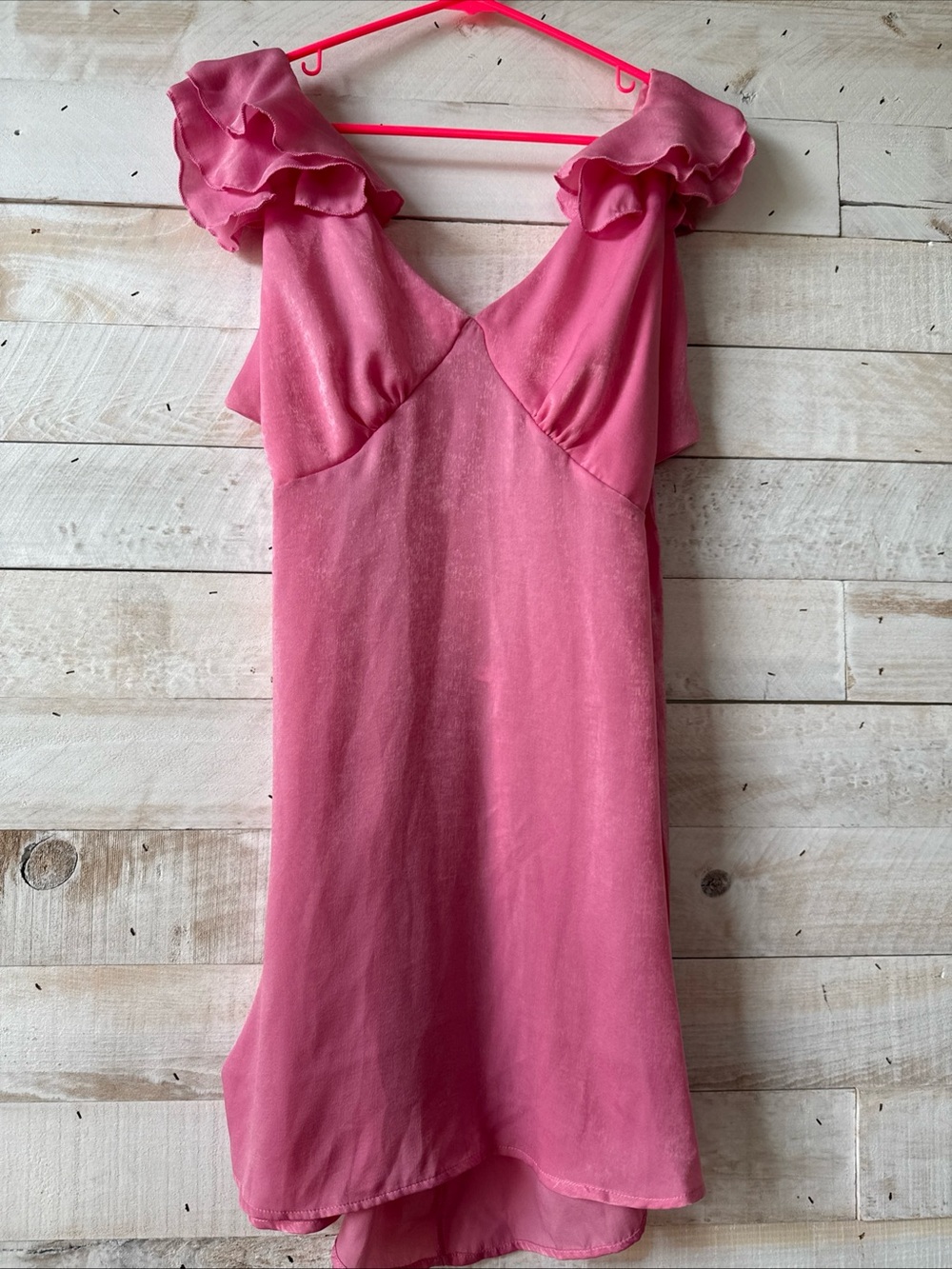 Altar'd State Pink Ruffle Sleeve V-Neck Dress